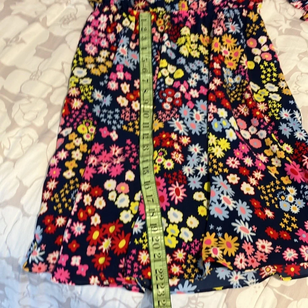 Talbots long sleeve ruffle neck floral cheerful dress EUC - Picture 10 of 12